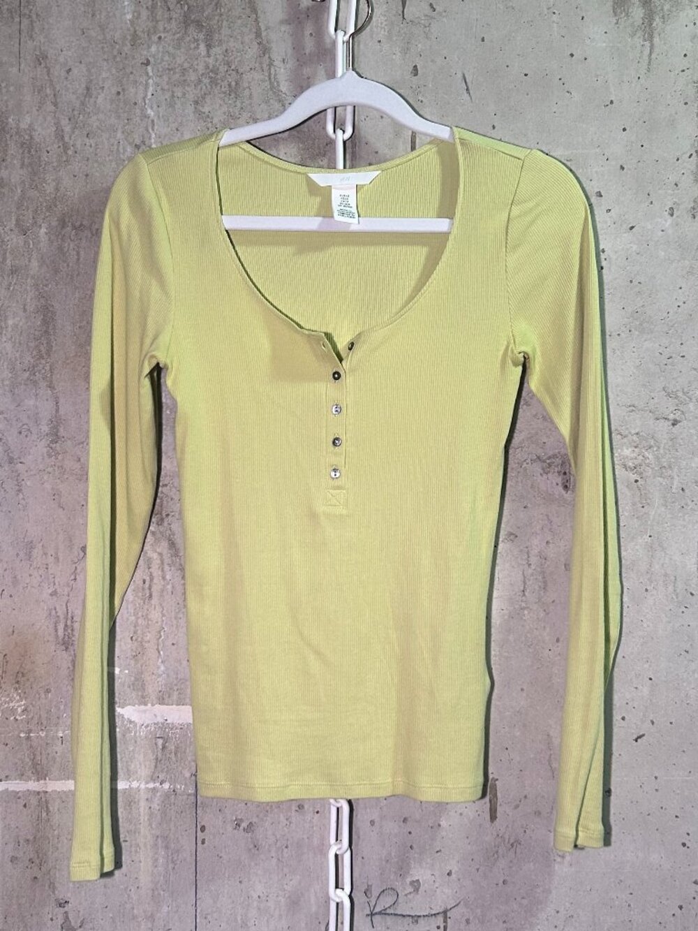 Neon Yellow Quarter Button-Up Long Sleeve